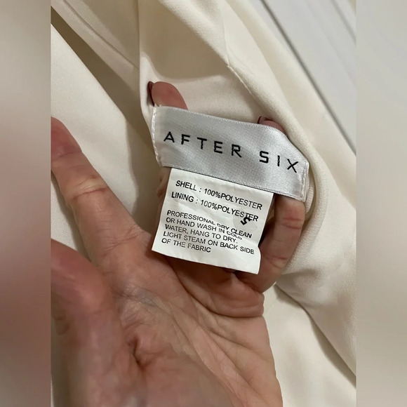 After Six Ivory Bow Neck Crepe Cutout Gown 6827 - Picture 6 of 7